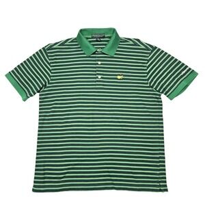 Masters Collection Polo Shirt Mens Medium Green Stripe Golf Pima Cotton
